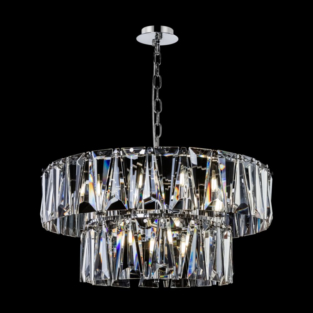 Puntes Ø68 Chroom kristal Van Maytoni - Puntes is een elegante plafondkroonluchter in verchroomd metaal met fonkelende prisma's die de lichtbronnen omringen en een magisch lichtspel cre&euml;ren wanneer de lamp brandt.
