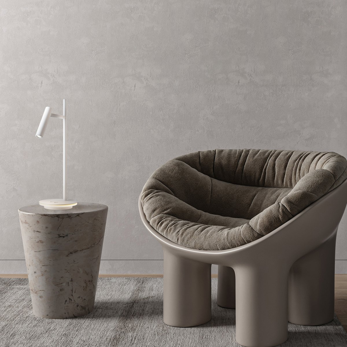 Estudo 45cm Wit bureaulamp Van Maytoni - De minimalistische vorm en de elegante basis met geïntegreerde lichtrand maken Estudo een veelzijdige en elegante toevoeging aan zowel huis als kantoor.