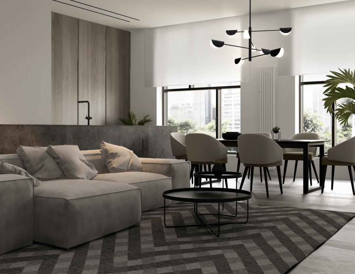 Mollis 125cm Zwart hanglamp Van Maytoni - Gemaakt van zwart metaal met zachte, gevormde koepels en verborgen lichtbronnen onder een diffuser van acryl, die een subtiel en aangenaam licht verspreidt.