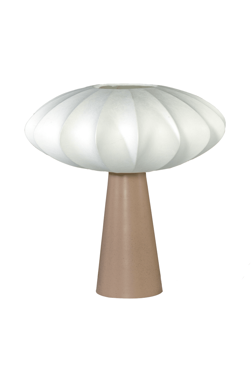 Madison 35cm Beige tafellamp Van Aneta Lighting - De warme beige lampvoet vormt een mooi contrast met de lichte kap en geeft de lamp een warme en harmonieuze uitstraling.
