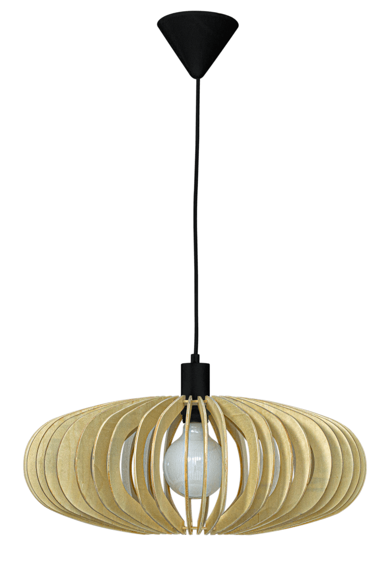 Arcos Ø50 Hout hanglamp Van Aneta Lighting - De elegante Arcos plafondlamp bestaat uit multiplex lamellen in een zacht afgeronde vorm die een prachtig licht- en schaduweffect creëren.