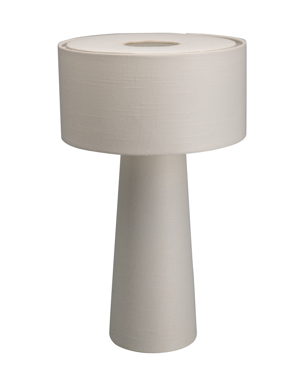 Linum 50cm Wit tafellamp Van By Rydéns - De linnen stof zorgt voor een warm en aangenaam licht, terwijl de ingebouwde anti-verblindingsbescherming een zachte lichtverspreiding garandeert en een gezellige sfeer in de kamer cre&euml;ert.