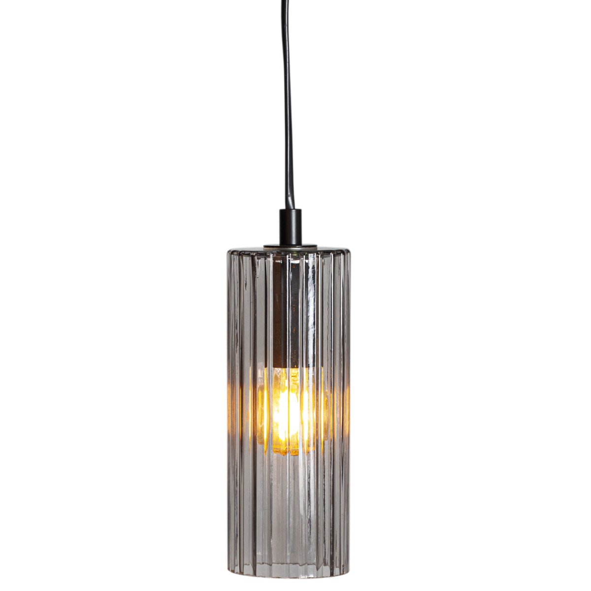 Kiera Ø7 Rookkleurig raamlamp Van Cottex - Het geribbelde glas zorgt voor een mooi lichtspel en geeft de lamp een elegante uitstraling.