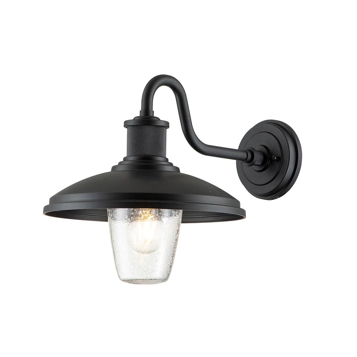 Allenbury Zwart buitenlamp Van Elstead Lighting - De lamp heeft een elegant, zwart oppervlak en is ontworpen om bestand te zijn tegen zware weersomstandigheden.