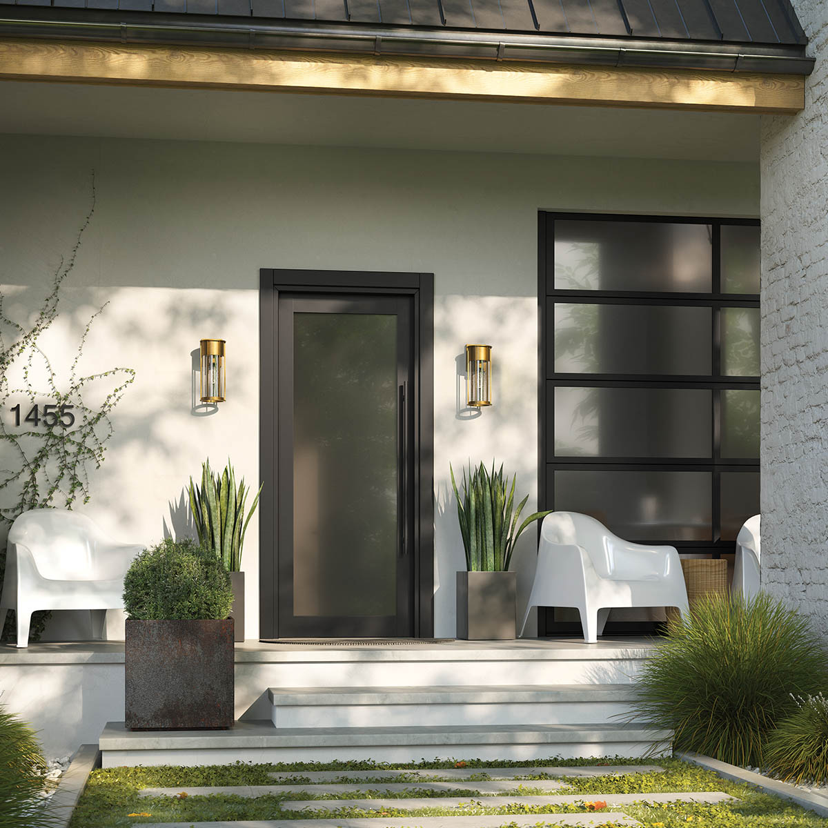 Camillo 37cm Messing buitenlamp Van Elstead Lighting - Med sin robusta metallkonstruktion och klarglas med bubbeleffekt skapar den en vacker ljusspridning som f&ouml;rh&ouml;jer fasader, entr&eacute;er och uteplatser.