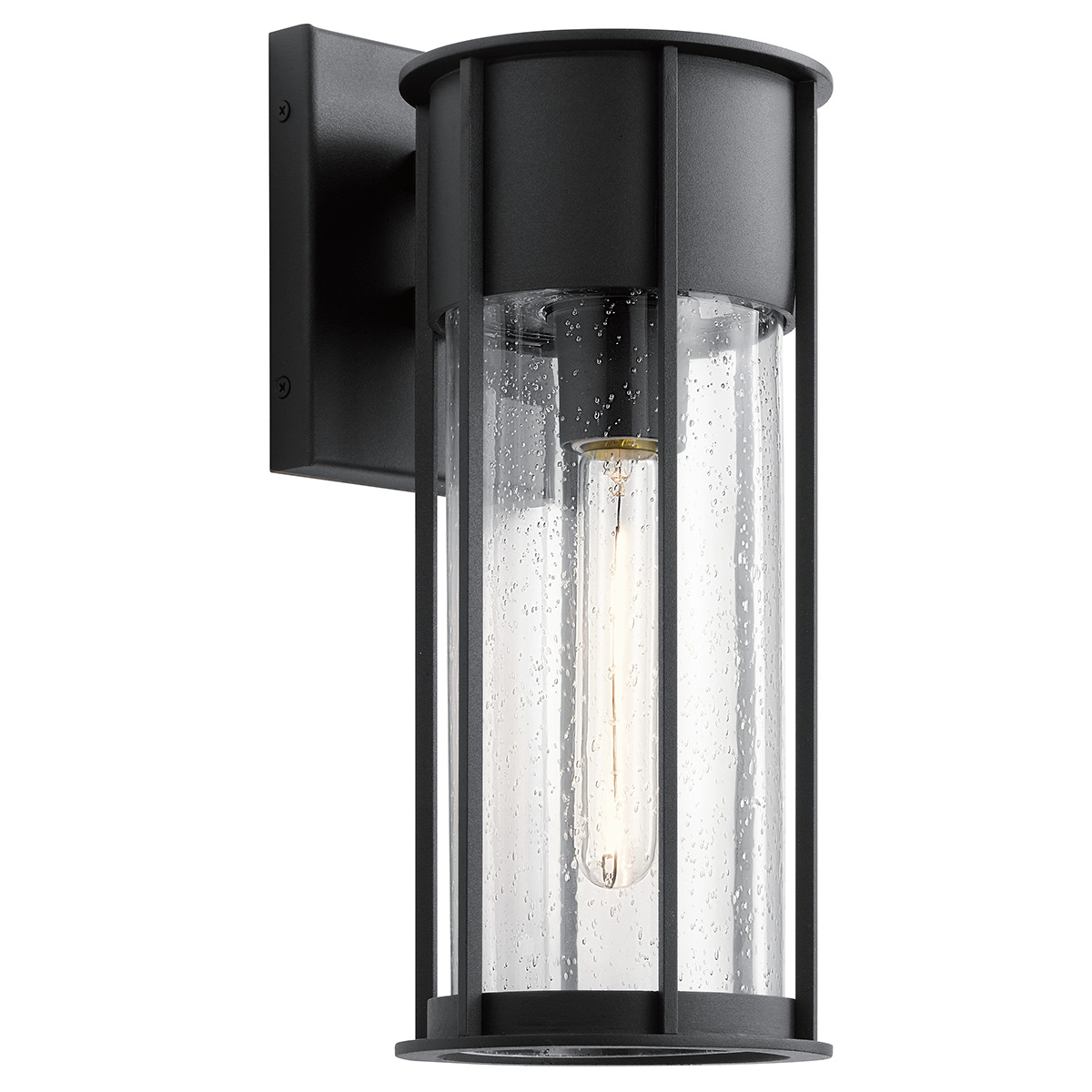 Camillo 37cm Zwart buitenlamp Van Elstead Lighting - Med sin robusta metallkonstruktion och klarglas med bubbeleffekt skapar den en vacker ljusspridning som f&ouml;rh&ouml;jer fasader, entr&eacute;er och uteplatser.