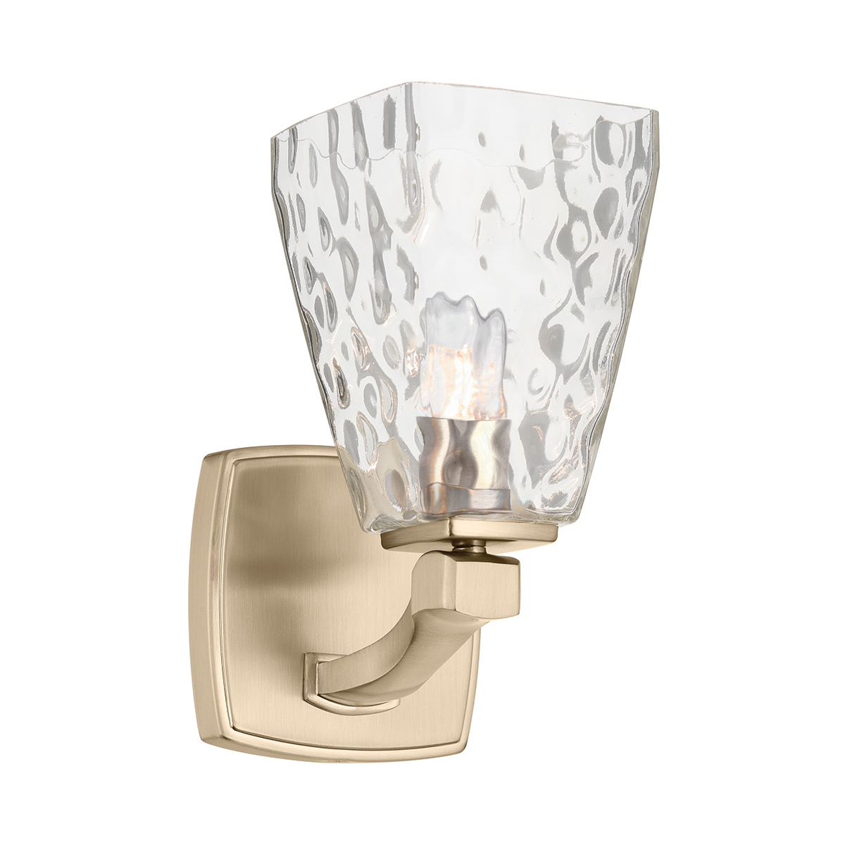Marant 24cm Bronzen badkamerlamp Van Elstead Lighting - De kap van helder, getextureerd glas met een waterachtig patroon geeft de lamp een levendige uitstraling en zorgt voor prachtige lichtreflecties wanneer de lamp brandt.