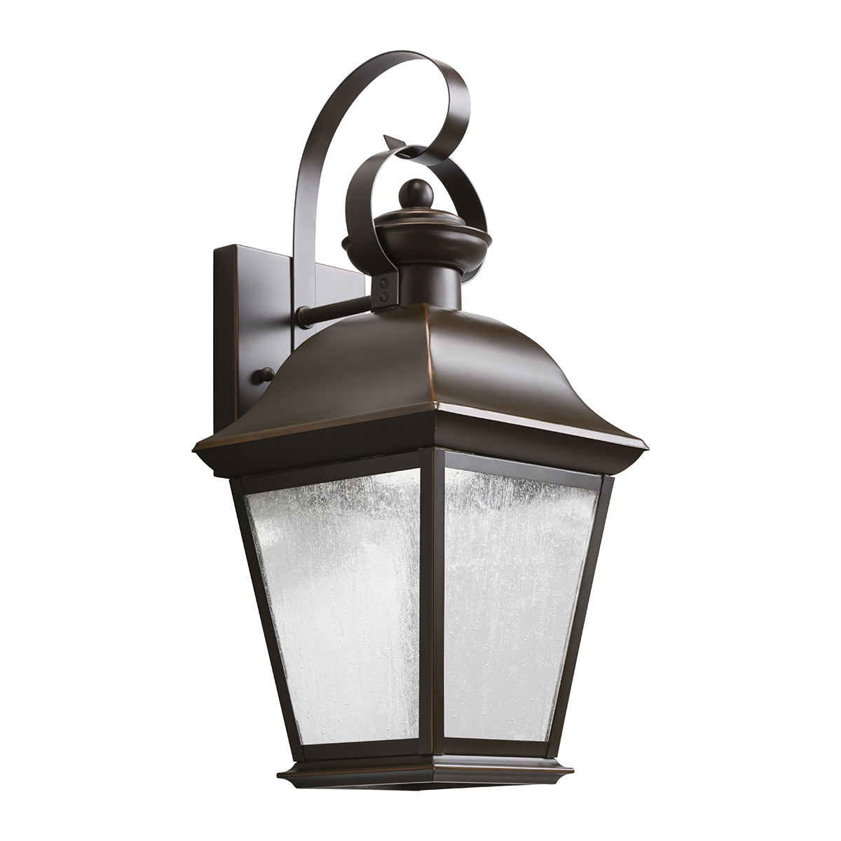 Mount Vernon Bronzen buitenlamp Van Elstead Lighting - De armatuur is gemaakt van metaal met een elegante bronzen afwerking, gecombineerd met helder glas met een prachtig ruwe structuur die de lamp een levendige en karakteristieke uitstraling geeft.