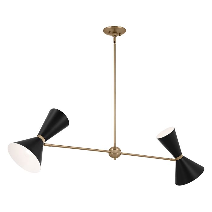 Phix 130cm Zwart/brons hanglamp Van Elstead Lighting - De zwarte kappen hebben een witte binnenkant voor een gelijkmatige en aangename lichtverdeling.