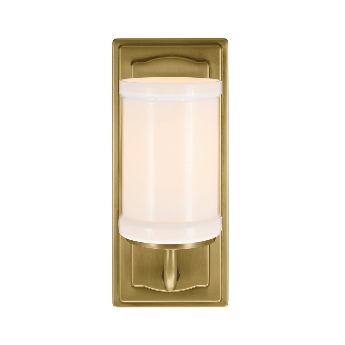 Vetivene 30cm Messing badkamerlamp Van Elstead Lighting - Het stalen frame met een messing afwerking zorgt voor een exclusieve uitstraling, terwijl het cilindrische opalen glas een zacht en aangenaam licht verspreidt.