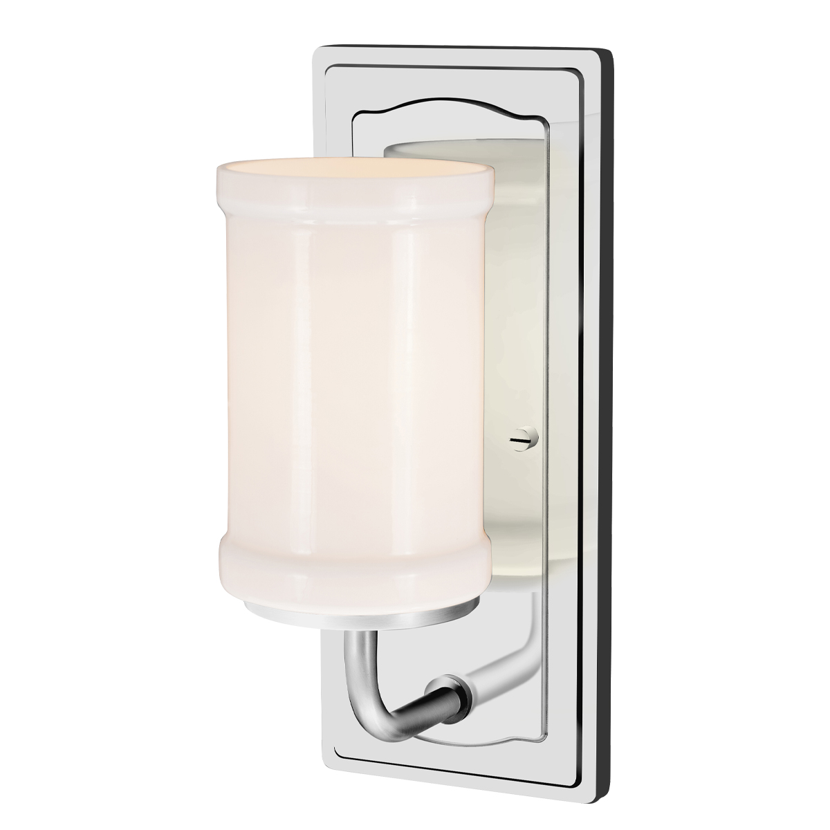 Vetivene 30cm Chroom badkamerlamp Van Elstead Lighting - Het stalen frame met een glanzende chroomafwerking zorgt voor een exclusieve uitstraling, terwijl het cilindrische opalen glas een zacht en aangenaam licht verspreidt.