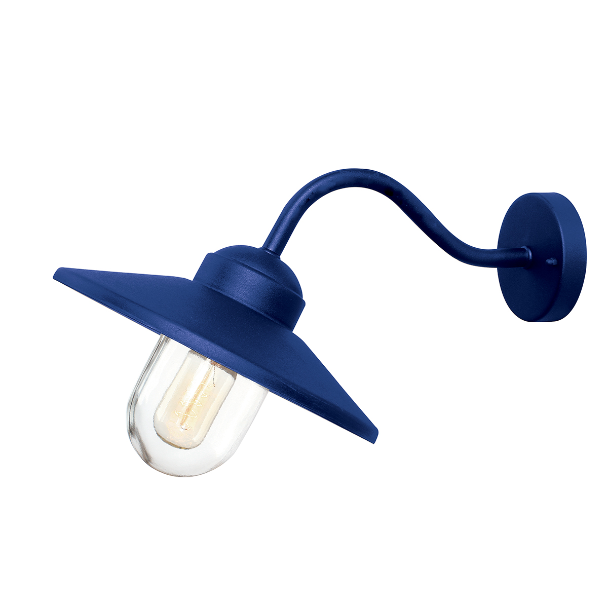 Klampenborg Ø28 Marineblauw buitenlamp Van Elstead Lighting - Tillverkad av rostfritt st&aring;l i marinbl&aring; finish och glas, erbjuder den en robust konstruktion som st&aring;r emot v&auml;der och vind.