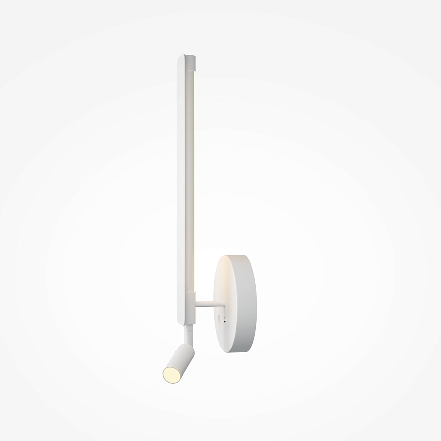 Combo 52cm Wit leeslamp Van Maytoni - Het verspreidt een zacht, indirect licht naar de muur en heeft bovendien een beweegbare spot - Ideaal als bedlamp in de slaapkamer.