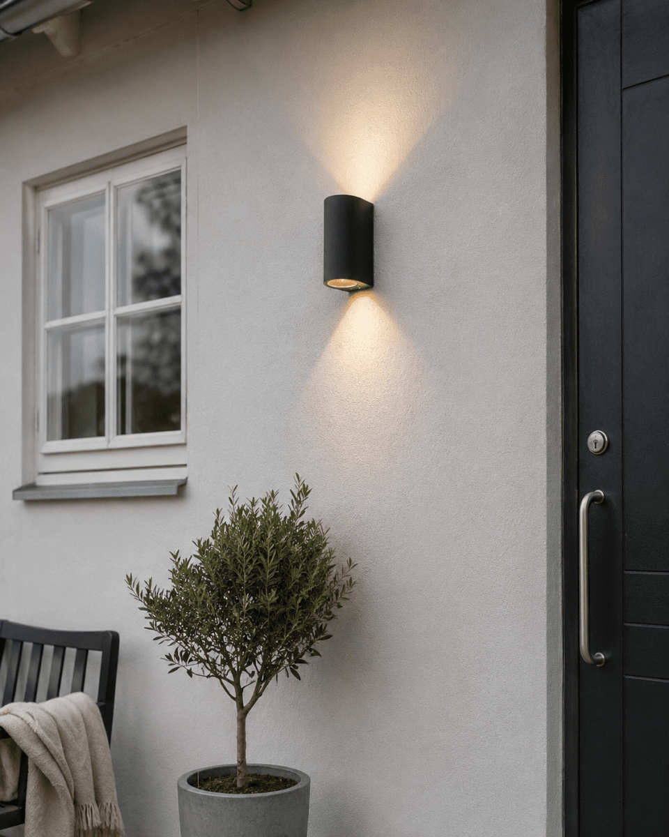 Tor Duo Antraciet buitenlamp Van Lampan - Lampan lyser fint ner och upp p&aring; v&auml;ggen och skapar en h&auml;rlig atmosf&auml;r.