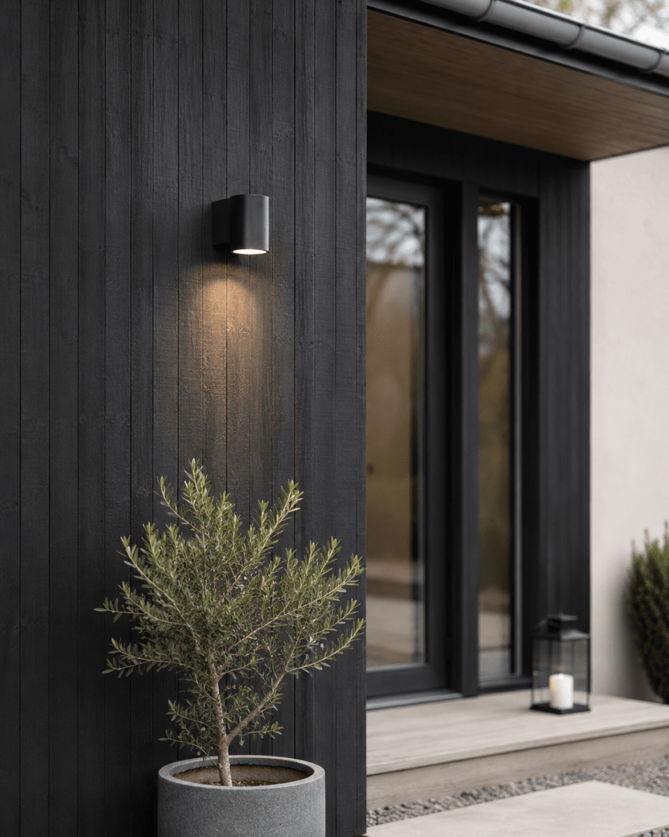 Oden Single Antraciet buitenlamp Van Lampan - Lampan lyser fint ner p&aring; v&auml;ggen och skapar en h&auml;rlig atmosf&auml;r.