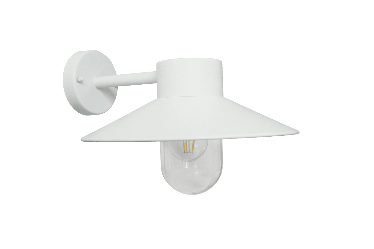Onsala Wit buitenlamp Van Nordic Lighting - Onsala is een klassieke wandlamp in het wit, gemaakt van aluminium en helder glas.