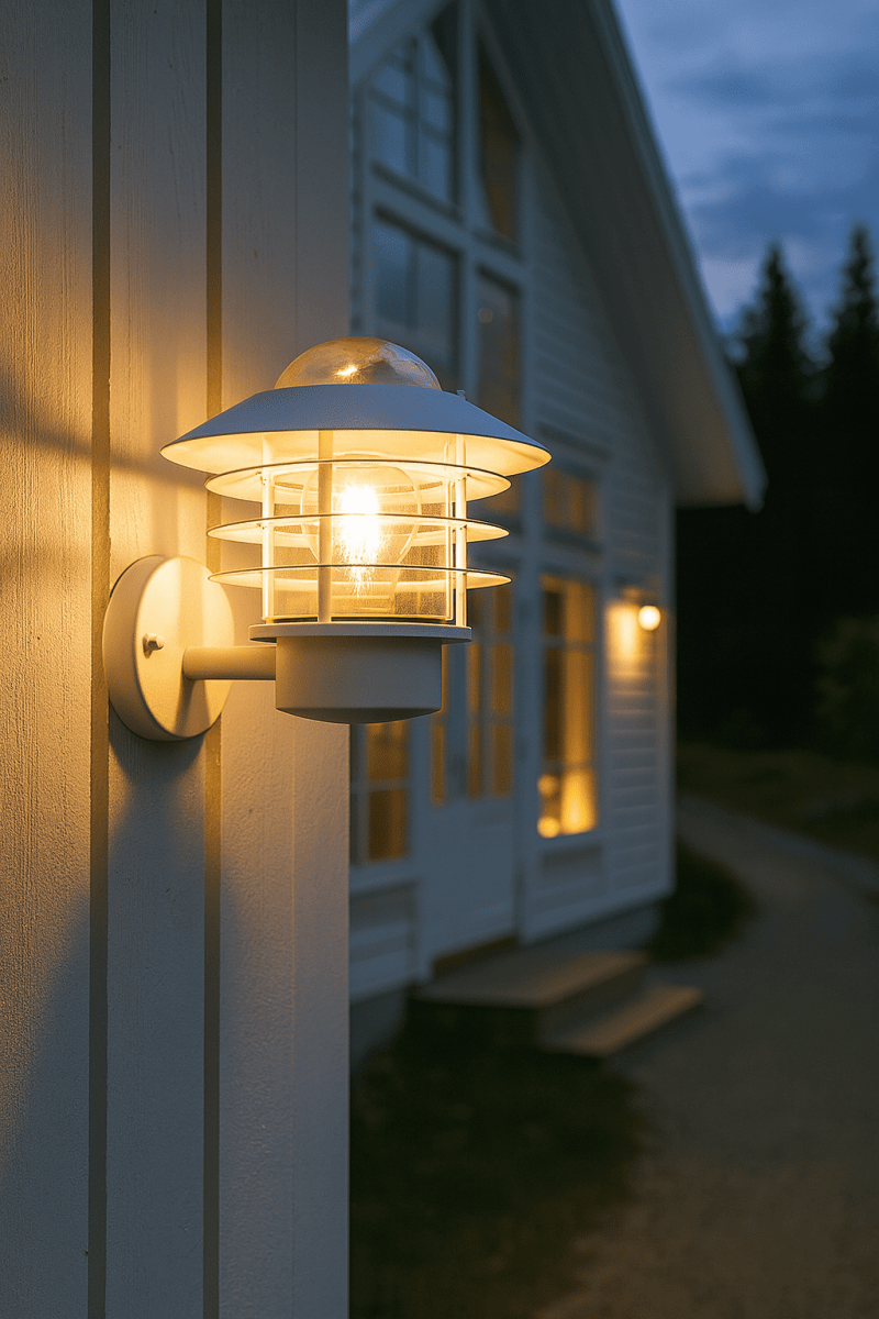 Ystad Wit buitenlamp Van Nordic Lighting - Het licht verspreidt zich aangenaam door het glas en cre&euml;ert een gastvrije sfeer bij de entree, aan de gevel of langs de huismuur.