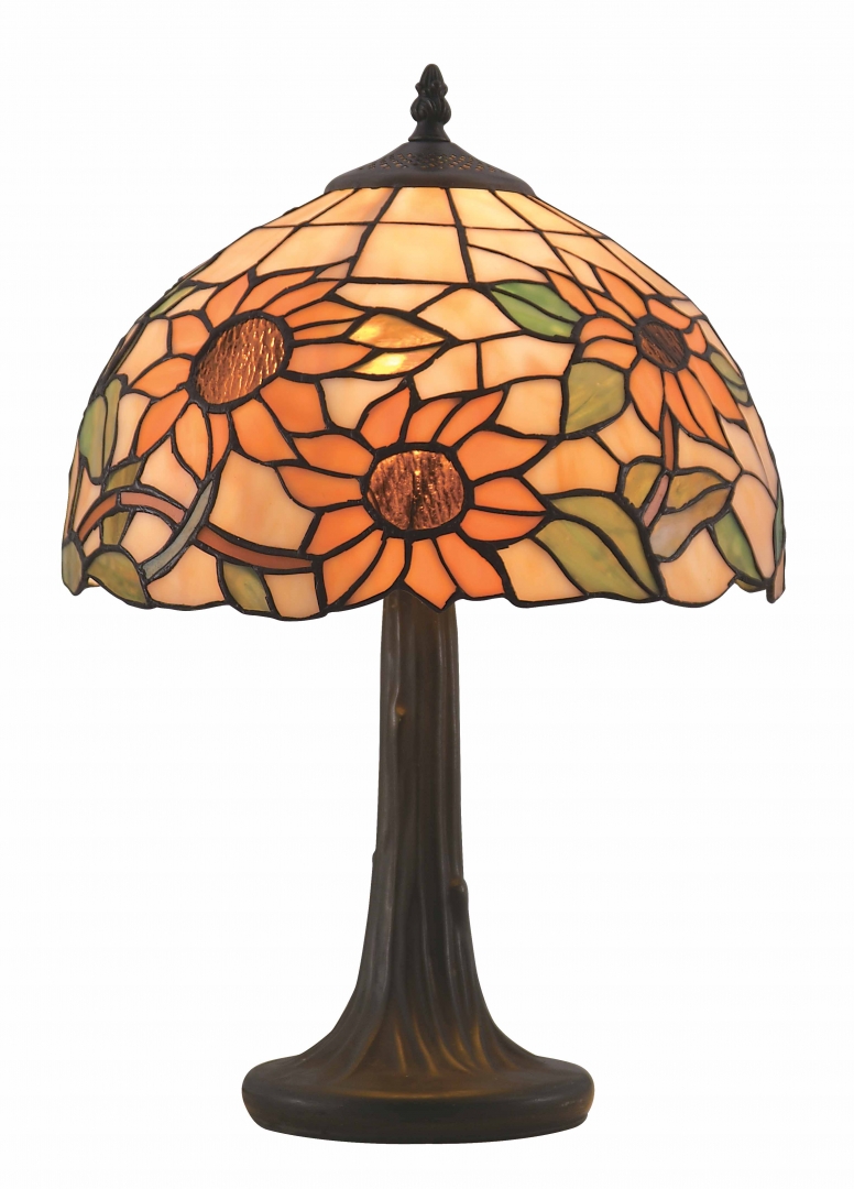  Solros 45cm Veelkleurig Van Norrsken Design - Sunflower is een klassieke Tiffanylamp met een prachtig design met zonnebloemen en bladeren in verschillende kleuren.