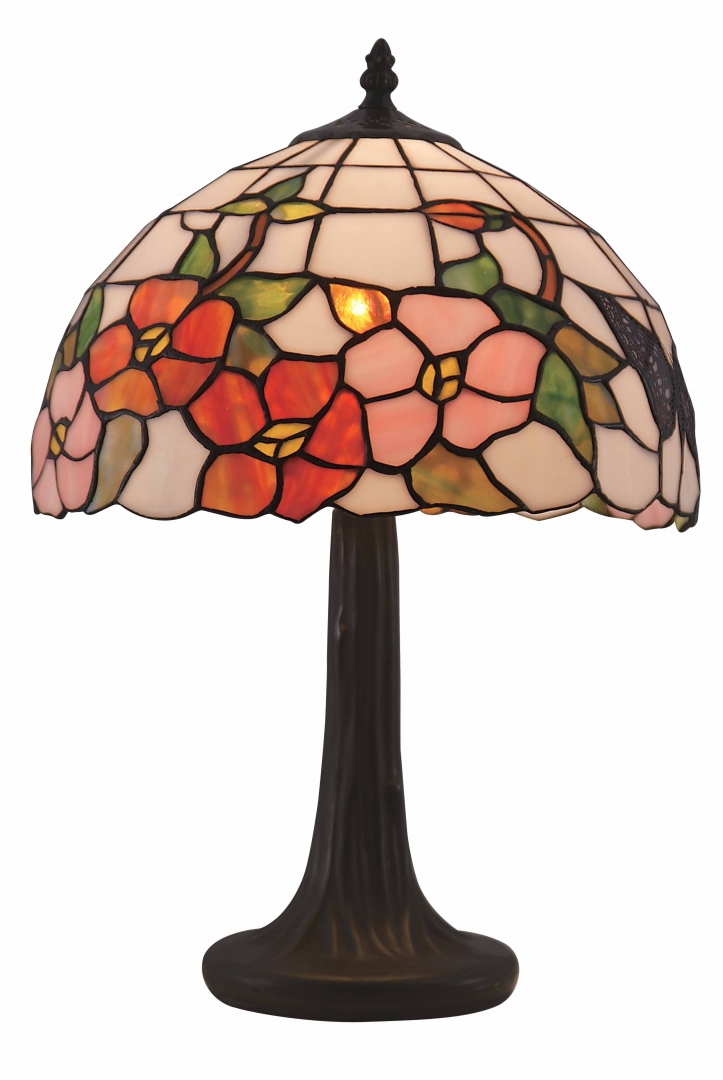 Sommar 45cm Veelkleurig Van Norrsken Design - Summer is een klassieke Tiffany lamp met een prachtig design met een veer en bloemen in verschillende kleuren.