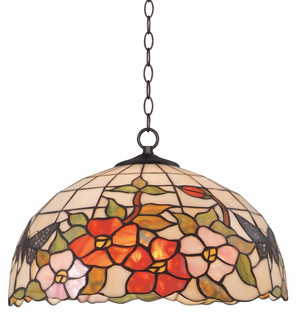 Sommar Ø40 Veelkleurig Van Norrsken Design - Summer is een klassieke Tiffany lamp met een prachtig design met bloemen en vlinders in verschillende kleuren.