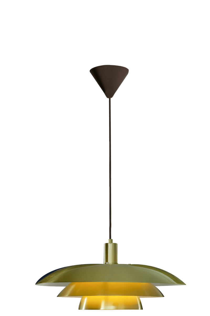 Epsilon Ø45 Mat messing hanglamp Van Aneta Lighting - De Epsilon wordt geleverd met twee sets decoratieve ringen en knoppen.