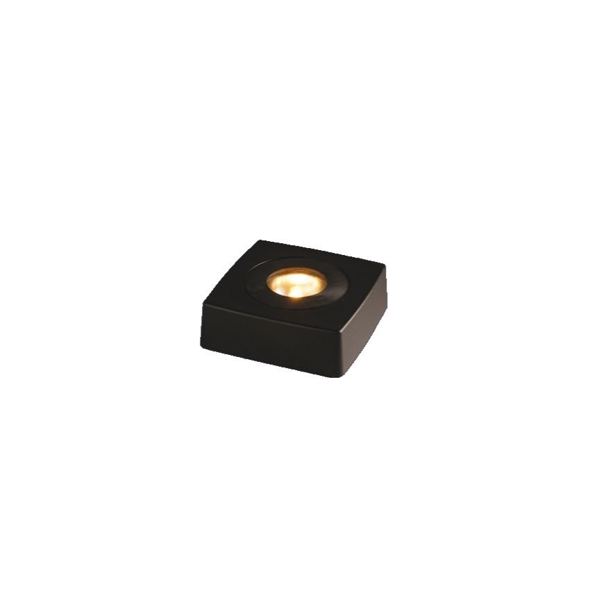 Lichtplaat 9x9cm Zwart tafellamp Van Frilight - De lichtplaat wordt geleverd met een snoer van 2,2 m, een aan/uit-schakelaar en een stekker.
