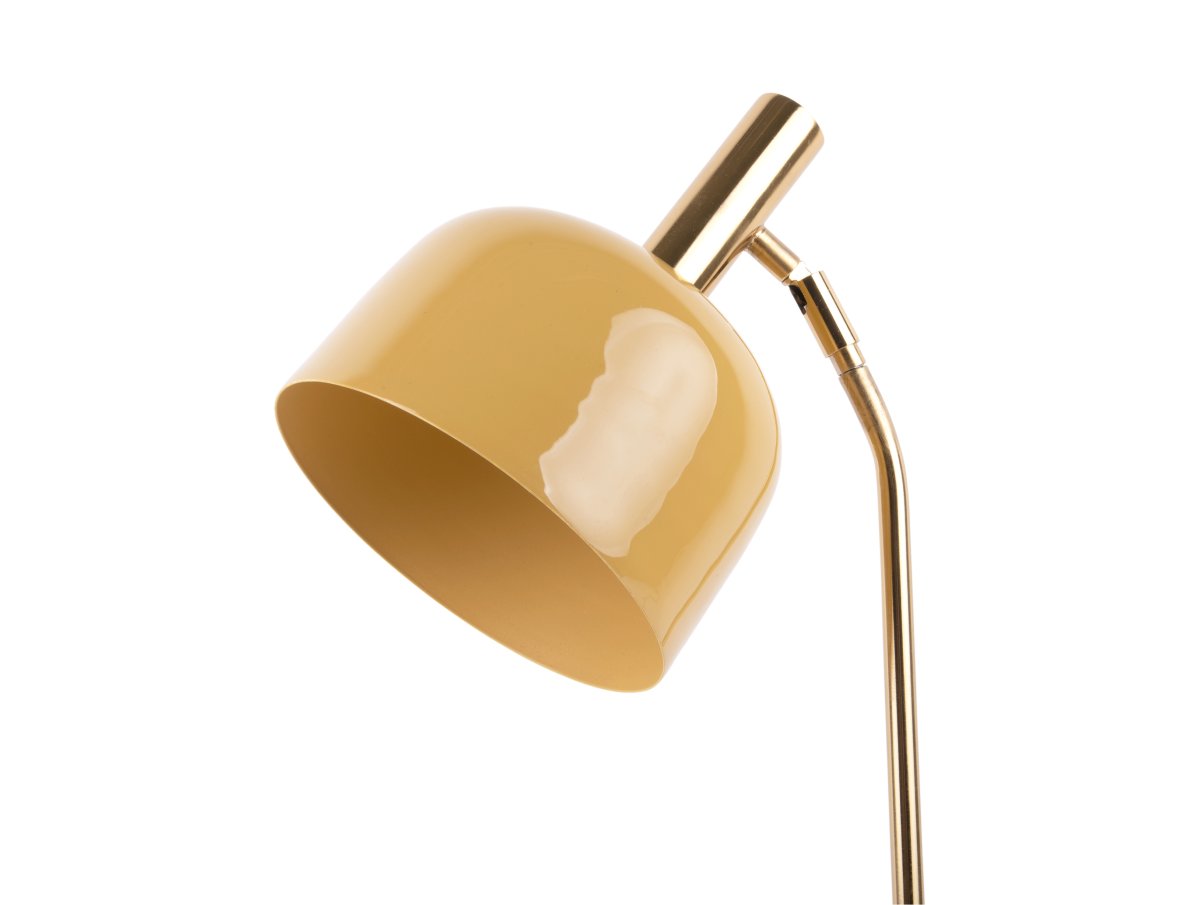 Smart 56cm Geel bureaulamp Van Leitmotiv - De glanzende, geëmailleerde afwerking in een honinggele tint, samen met elegante gouden details, geeft de lamp een unieke en opvallende look.
