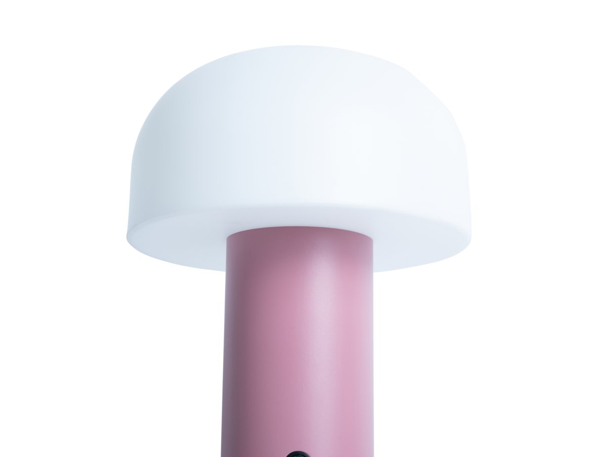 Luca LED 22cm Roze Draagbare Van Leitmotiv - De lamp is gemaakt van metaal met een mooie roze afwerking en heeft een melkwitte plastic kap die een zacht en aangenaam licht verspreidt.