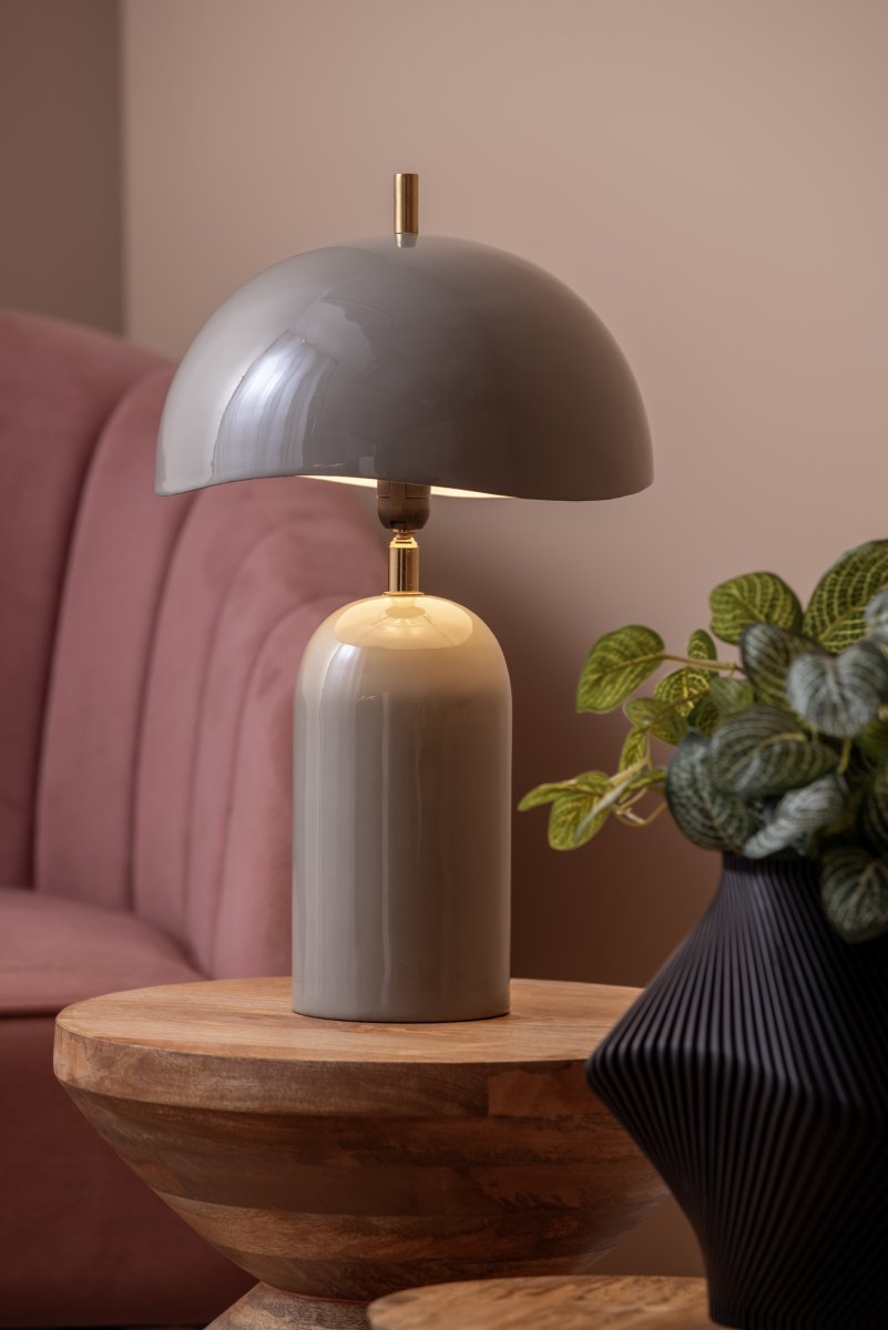 Querido 40cm Grijs tafellamp Van Leitmotiv - Gemaakt van metaal met een glanzende grijze afwerking en goudkleurige details, is het een stijlvolle aanwinst voor uw huis.