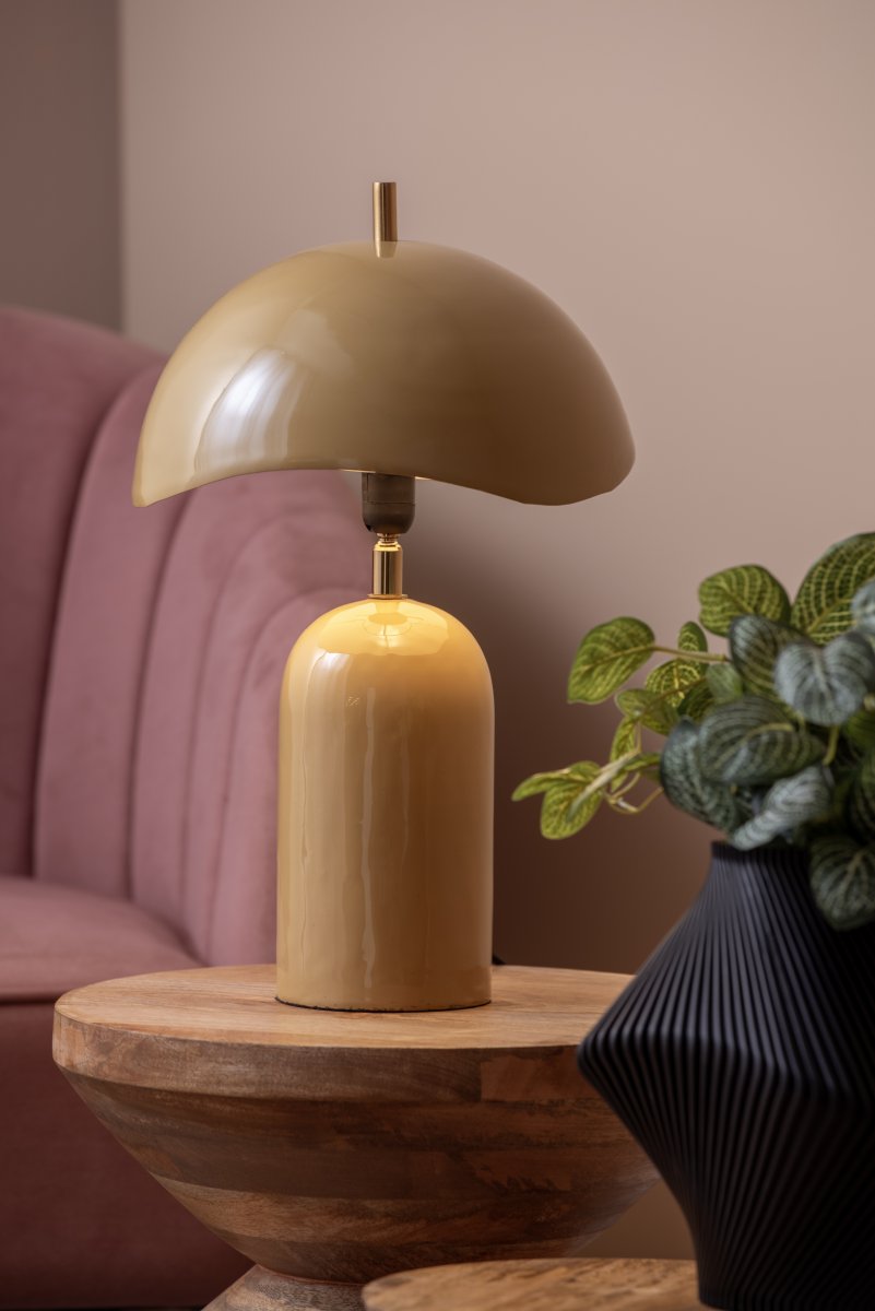 Querido 40cm Geel tafellamp Van Leitmotiv - Gemaakt van metaal met een glanzende honinggele afwerking en details in goud, is het een stijlvolle aanwinst voor uw huis.