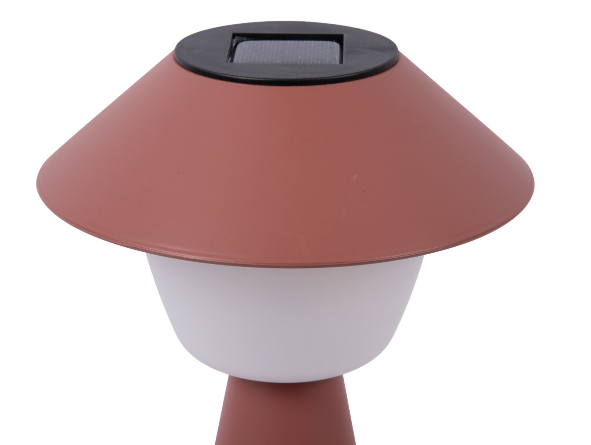 Marioneta 32cm Roestbruin solarlamp Van Leitmotiv - De lamp is gemaakt van kunststof in een donker roestbruine tint met een witte kap die een zacht en aangenaam licht verspreidt.