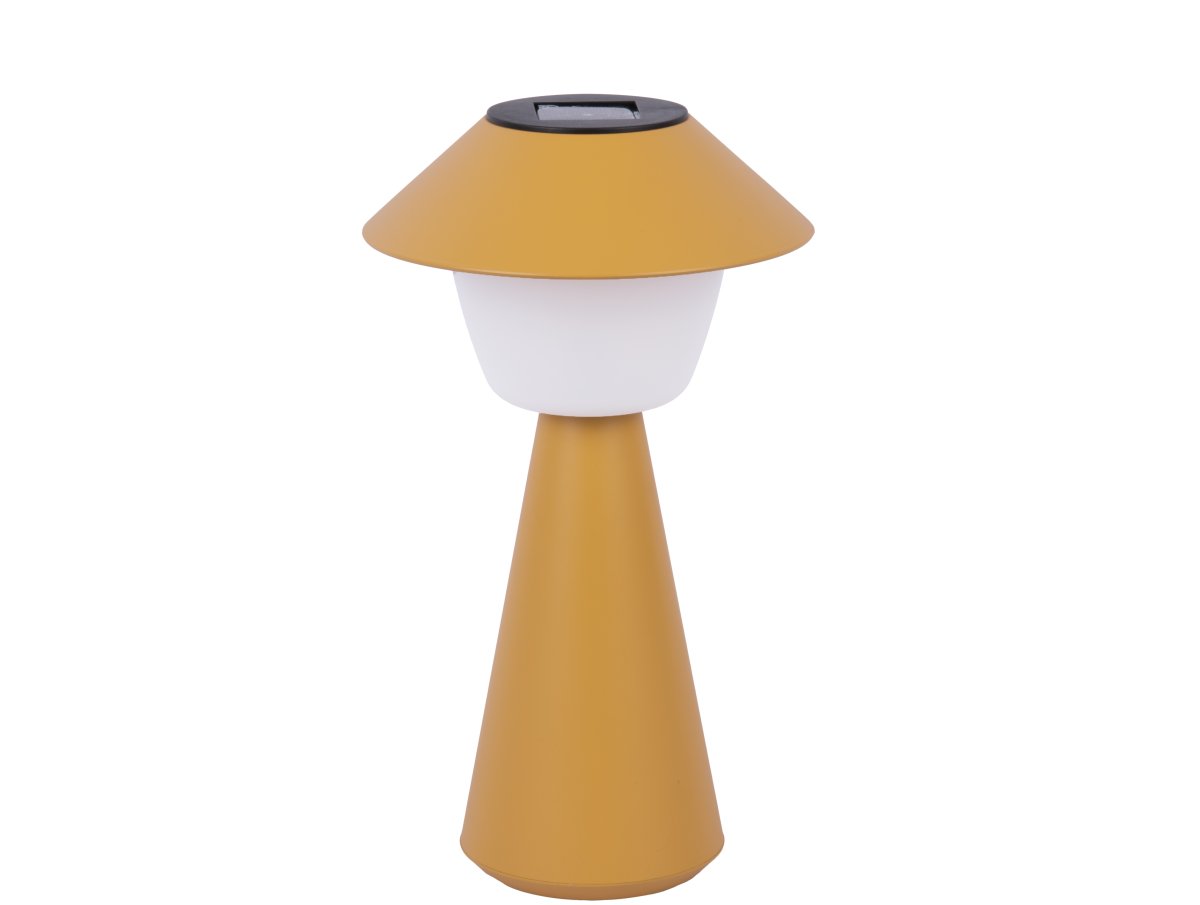 Marioneta 32cm Geel solarlamp Van Leitmotiv - De lamp is gemaakt van plastic in een donkergele tint met een witte kap die een zacht en aangenaam licht verspreidt.