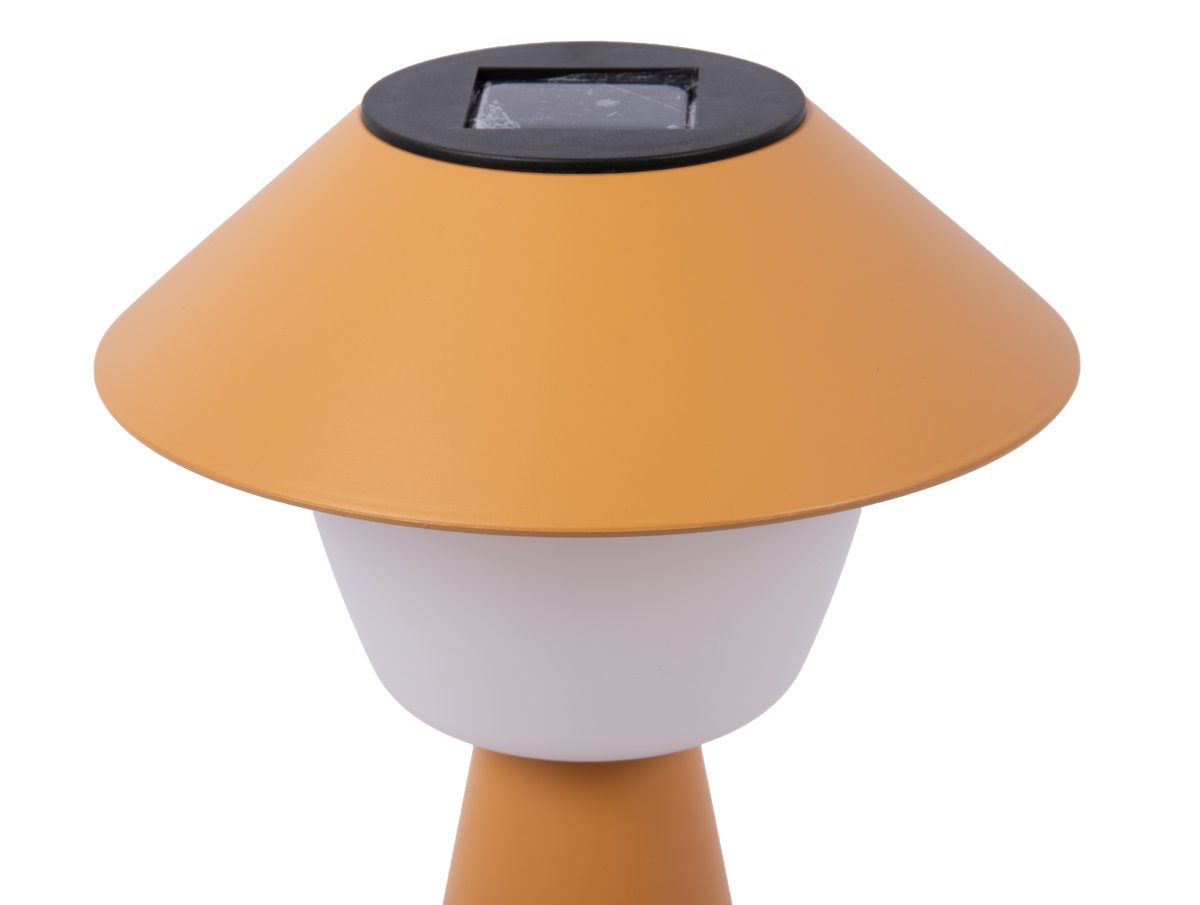 Marioneta 32cm Geel solarlamp Van Leitmotiv - De lamp is gemaakt van plastic in een donkergele tint met een witte kap die een zacht en aangenaam licht verspreidt.