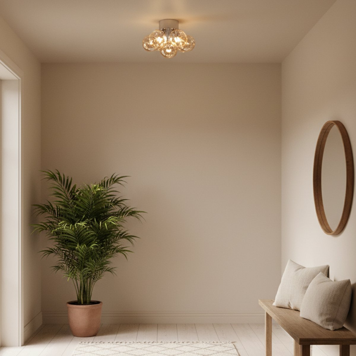 Lustro Ø30 Amber plafondlamp Van By Rydéns - Het warme glas verspreidt een zacht en sfeervol licht dat een aangename ambiance in de ruimte cre&euml;ert.