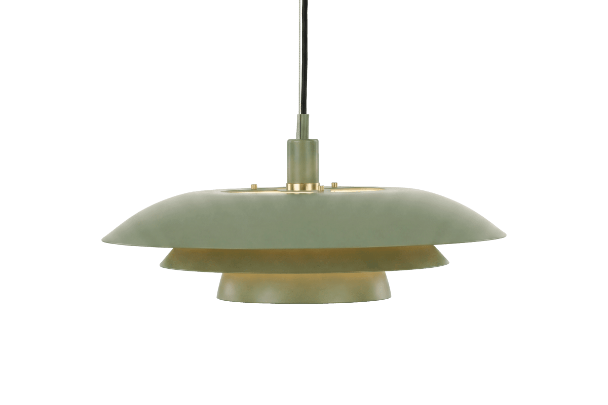  Epsilon Ø56 Groente hanglamp Van Aneta Lighting - De Epsilon wordt geleverd met twee sets decoratieve ringen en knoppen; u kunt kiezen tussen chroom en mat messing, afhankelijk van wat het beste bij uw interieur past.
