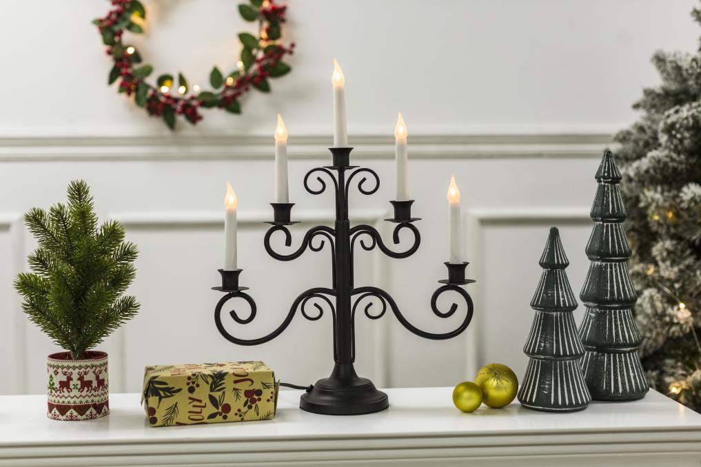 Hantverk 5 Zwart Van Pixie Design - Bovendien is de kandelaar voorzien van een timer en brandt hij 8 uur als hij uit is en 16 uur als hij uit is.