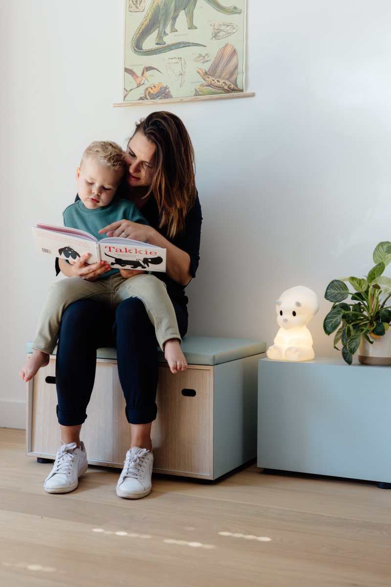 Mira First Light Wit kinderlamp Van Mr Maria - Mira maakt deel uit van de dinosaurussenserie van meneer Maria, samen met Nova, een Brachiosaurus, en Rena, een vriendelijke Tyrannosaurus Rex, en zal een perfect gezelschap zijn in de kinderkamer.