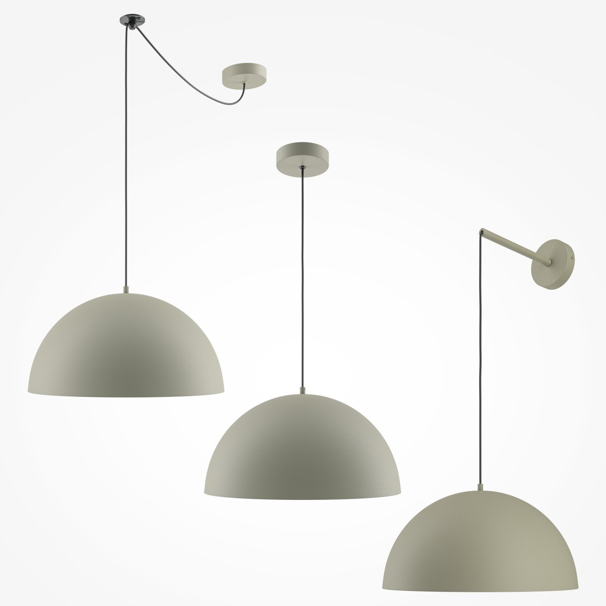 Basic colors Ø35 Grijs hanglamp Van Maytoni - De lampenkap heeft de vorm van een halve maan en is uitgevoerd in een elegante neutrale kleur.