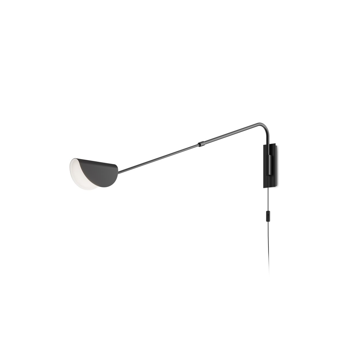 Mollis 105cm Zwart wandlamp Van Maytoni - De Mollis wandlamp is gemaakt van zwart metaal met een unieke koepelvormige lampenkap en een verborgen lichtbron onder een acryl diffuser, die zorgt voor een zacht en egaal licht.
