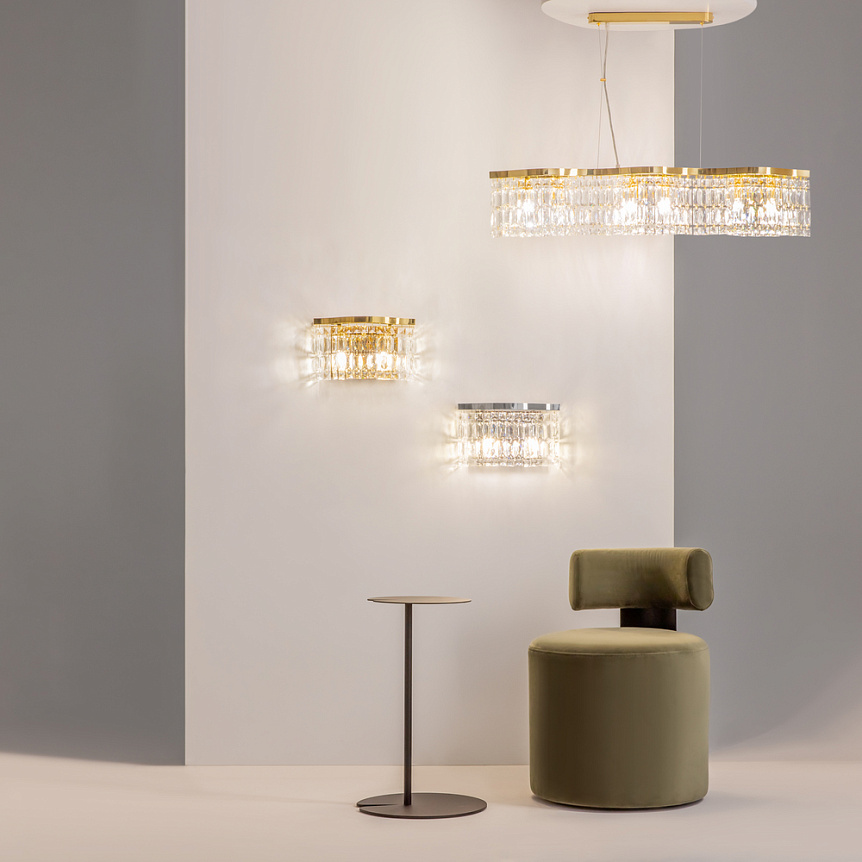 Dune 93cm Goud kristal Van Maytoni - Ideaal voor boven de eettafel of het aanrecht in de keuken, voor een verfijnd en stralend interieurdetail.