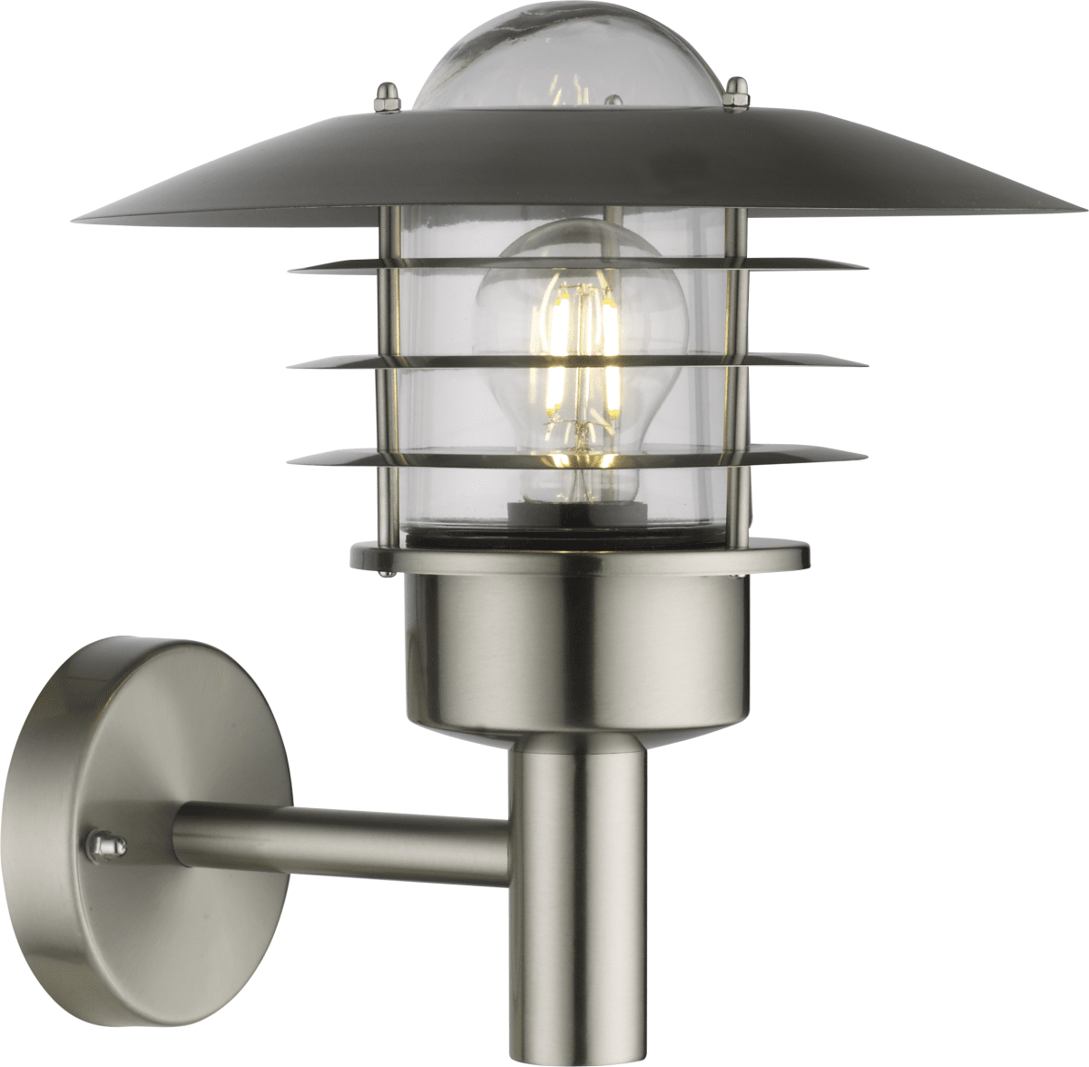 Kalmar Geborsteld staal buitenlamp Van Nordic Lighting - Het licht verspreidt zich aangenaam door het glas en cre&euml;ert een gastvrije sfeer bij de entree, aan de gevel of langs de huismuur.