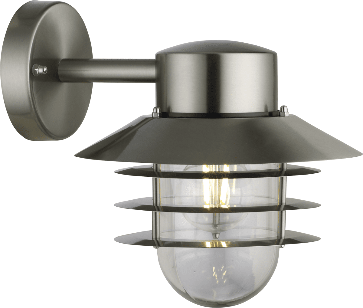 Ystad Geborsteld staal buitenlamp Van Nordic Lighting - Het licht verspreidt zich aangenaam door het glas en cre&euml;ert een gastvrije sfeer bij de entree, aan de gevel of langs de huismuur.