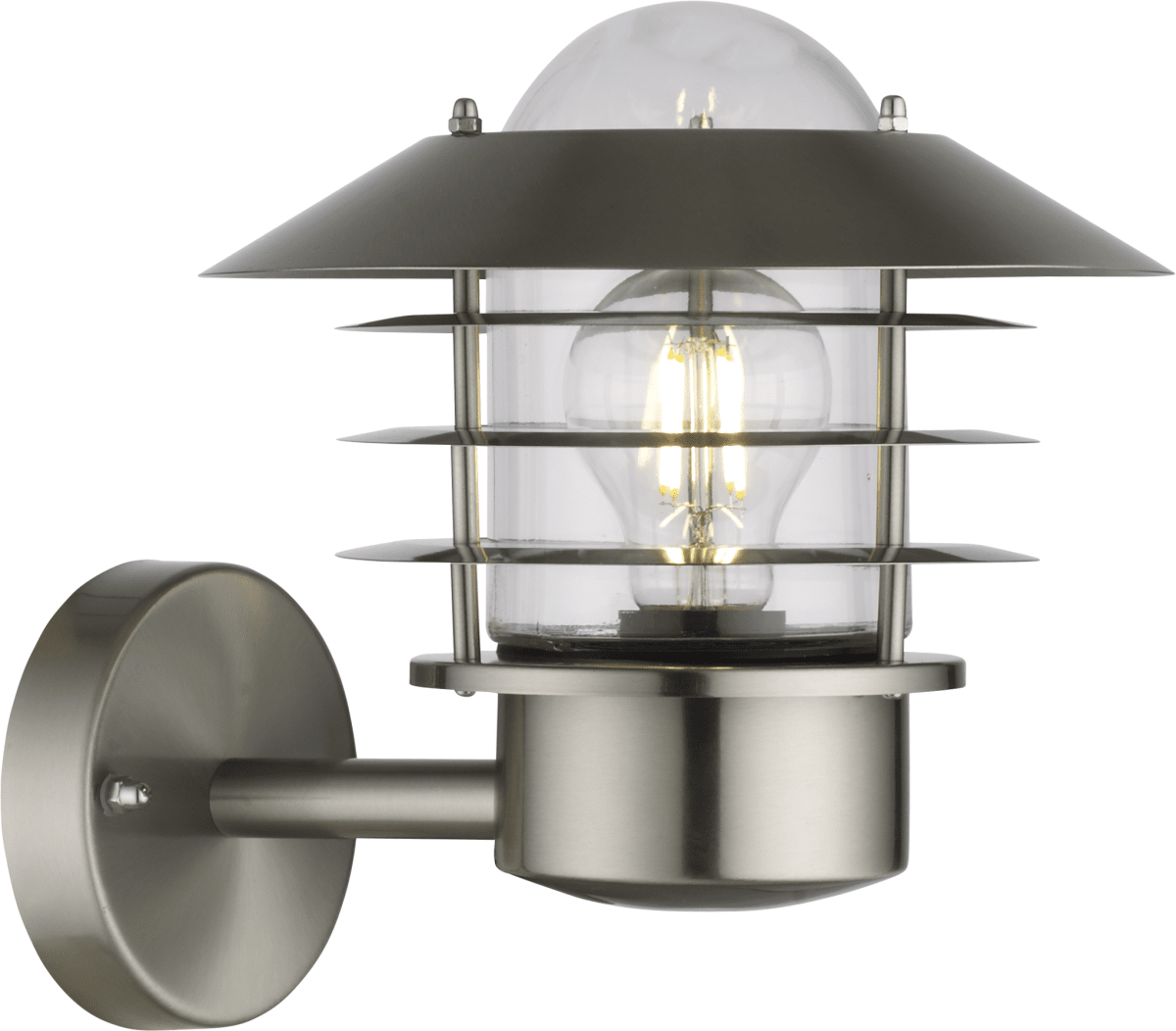Ystad Geborsteld staal buitenlamp Van Nordic Lighting - Het licht verspreidt zich aangenaam door het glas en cre&euml;ert een gastvrije sfeer bij de entree, aan de gevel of langs de huismuur.