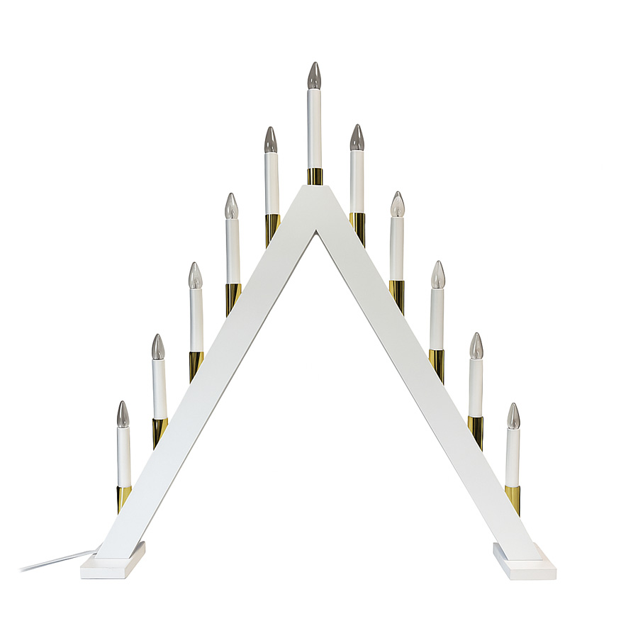 Hilda 11 Wit Van Pixie Design - De Hilda kandelaar met 11 armen in een witte afwerking met gouden details is een elegante en klassieke tafeldecoratie die de kerstsfeer in uw huis versterkt.