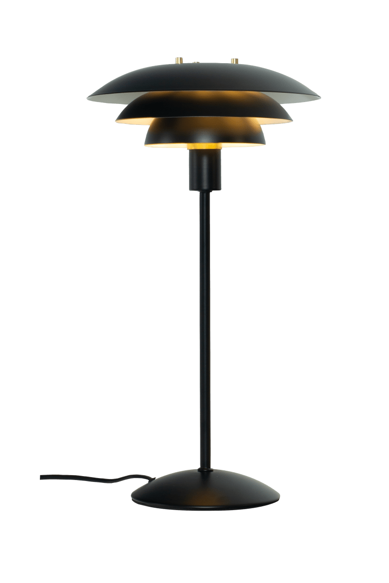  Epsilon 47cm Zwart tafellamp Van Aneta Lighting - De Epsilon wordt geleverd met twee sets decoratieve ringen en knoppen; u kunt kiezen tussen chroom en mat messing, afhankelijk van wat het beste bij uw interieur past.