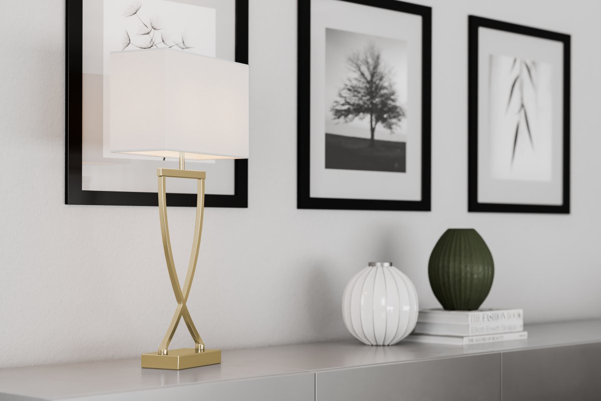 Omega 52cm Wit tafellamp Van By Rydéns - Omega is tijdloos en gemakkelijk te plaatsen; Het staat prachtig in een raam, op een dressoir of op een nachtkastje.