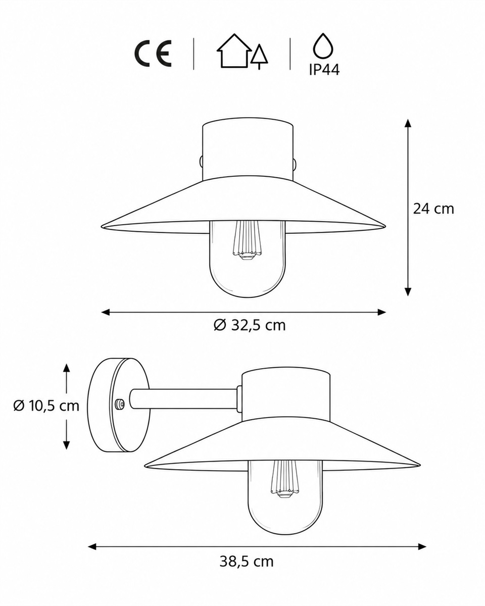 Onsala Roest buitenlamp Van Nordic Lighting - Onsala is een klassieke wandlamp in roest/oranje, gemaakt van aluminium en helder glas.