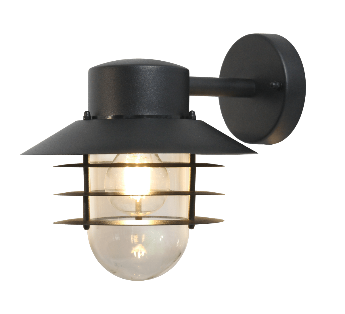Ystad Zwart buitenlamp Van Nordic Lighting - Het licht verspreidt zich aangenaam door het glas en cre&euml;ert een gastvrije sfeer bij de entree, aan de gevel of langs de huismuur.