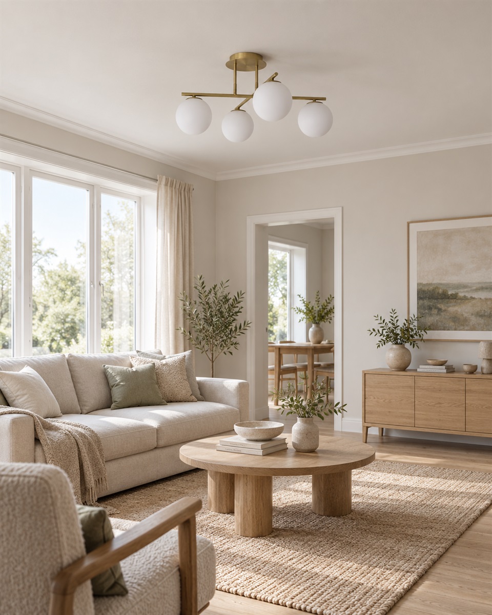 Globi 4 Ø65 Geborsteld messing/wit plafondlamp Van Nordic Lighting - Globi 4 is een elegante plafondlamp die een stijlvolle uitstraling en een zacht, aangenaam licht geeft.