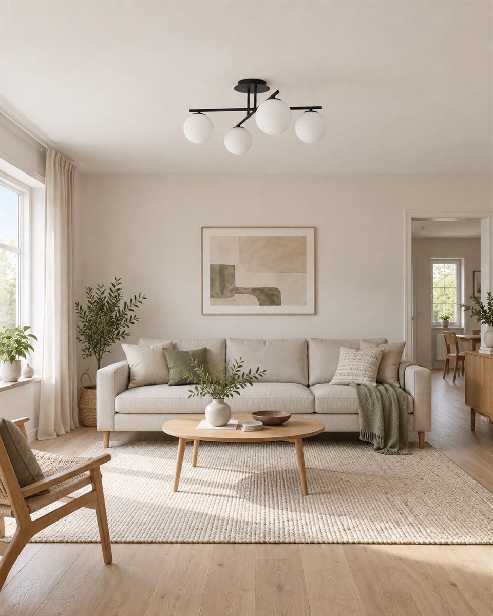 Globi 4 Ø65 Zwart-wit plafondlamp Van Nordic Lighting - Globi 4 is een moderne plafondlamp die een stijlvolle uitstraling en een zacht, aangenaam licht geeft.
